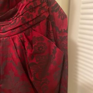 Maroon and black velvet dress with pockets